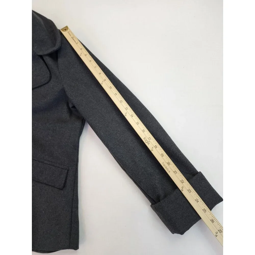 Larry Levine Women L Double Breasted Pea Coat Lined Cuff Mid Length Classy - Picture 4 of 9